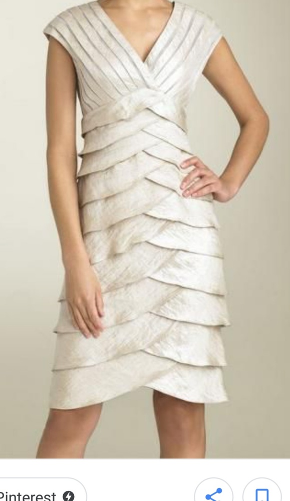 Adrianna Papell Gold Sheath cocktail wedding Dres